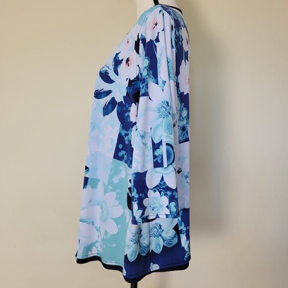 Easywear by Chico's Size 3 (XL 16/18) Open Front Cardigan 3/4 Sleeve Lined Blue - Picture 4 of 15